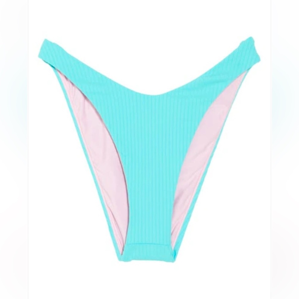 VYB Rib High Leg Bikini Bottoms In Blue Radiance Size XL NWOT